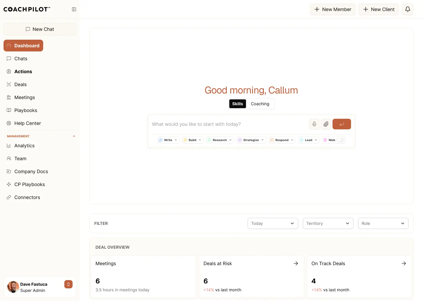 Sales Manager dashboard